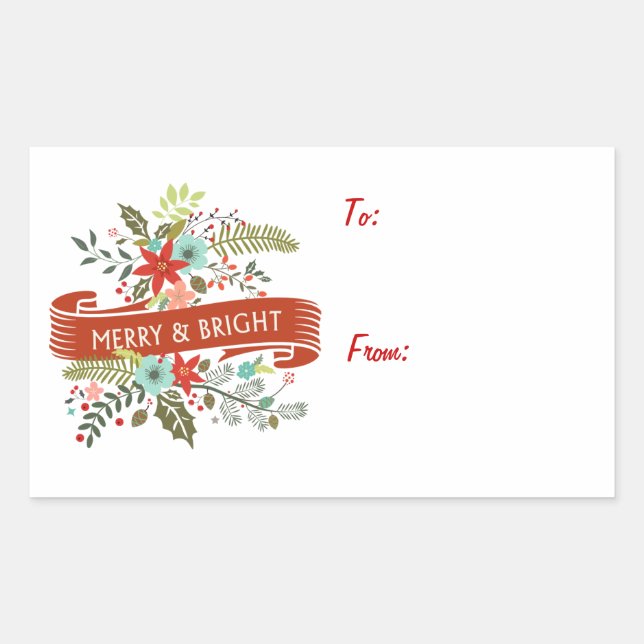 Sticker pour étiquette Joyeux et brillant Floral (Devant)