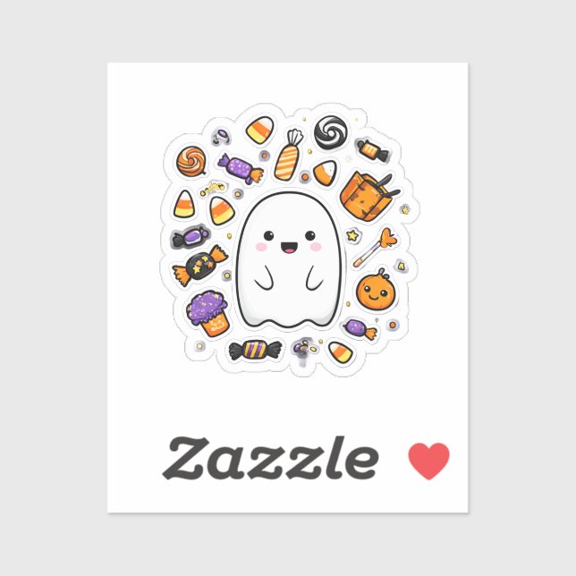 Sticker pour fantôme d'Halloween - Ghost de dessin (Feuille)
