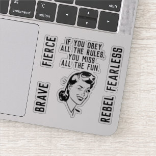 Sticker pour femme briseur de règle rétro