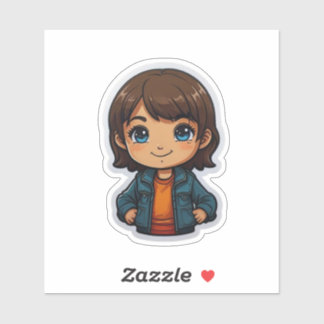 Sticker pour fille en caricature - Parfait pour le
