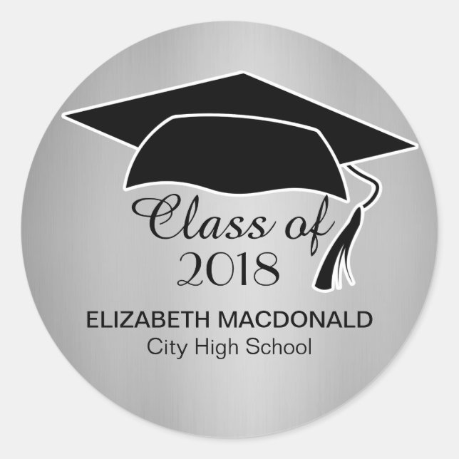 Sticker pour graduation en argent Black Mortar Boa (Devant)
