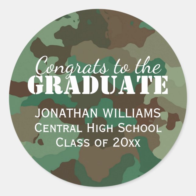 Sticker pour graduation personnalisée Camo vert (Devant)