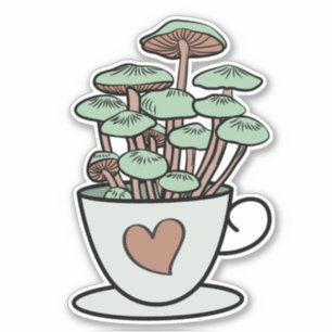 Sticker pour la coupe de café/thé de champignons