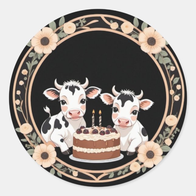 Sticker pour la fête d'anniversaire de la vache tr (Devant)
