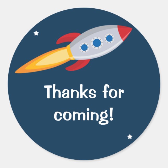 Sticker pour la fête d'anniversaire de Rocket Ship (Devant)