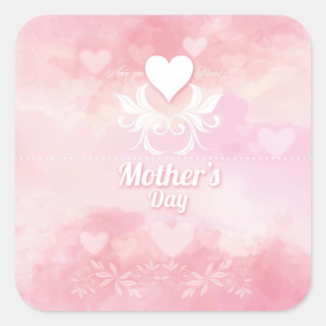 Sticker pour la fête des mères rose et blanc doux (Devant)