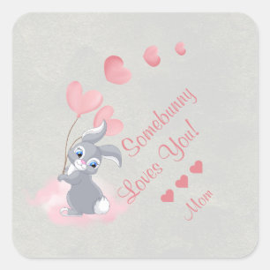 Sticker pour la Saint Valentin de lapin en caricat