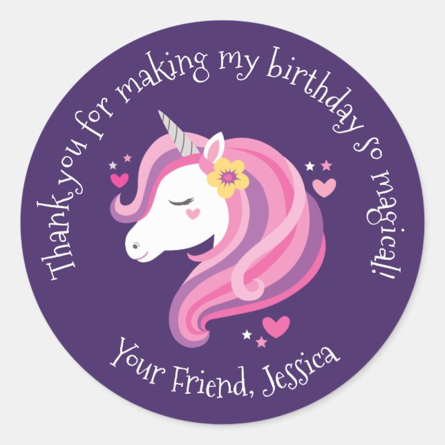 Sticker pour l'anniversaire de la licorne (Devant)