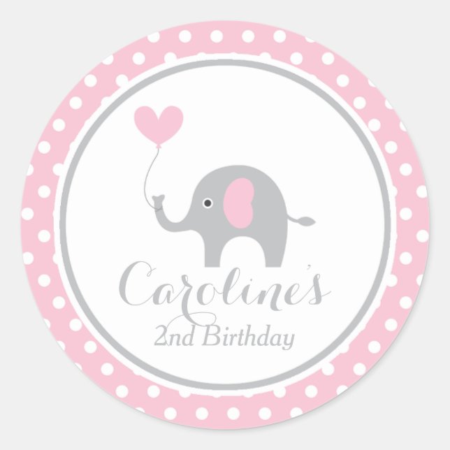 Sticker pour l'anniversaire de l'éléphant doux (Devant)