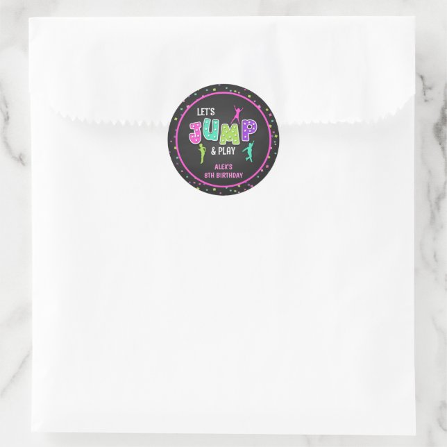 Sticker pour l'anniversaire de Trampoline - Fille (Sac)