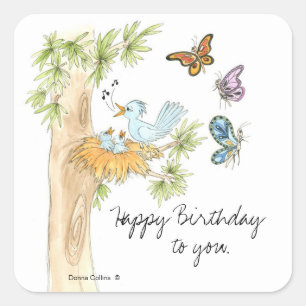Sticker pour l'anniversaire des oiseaux chanteurs