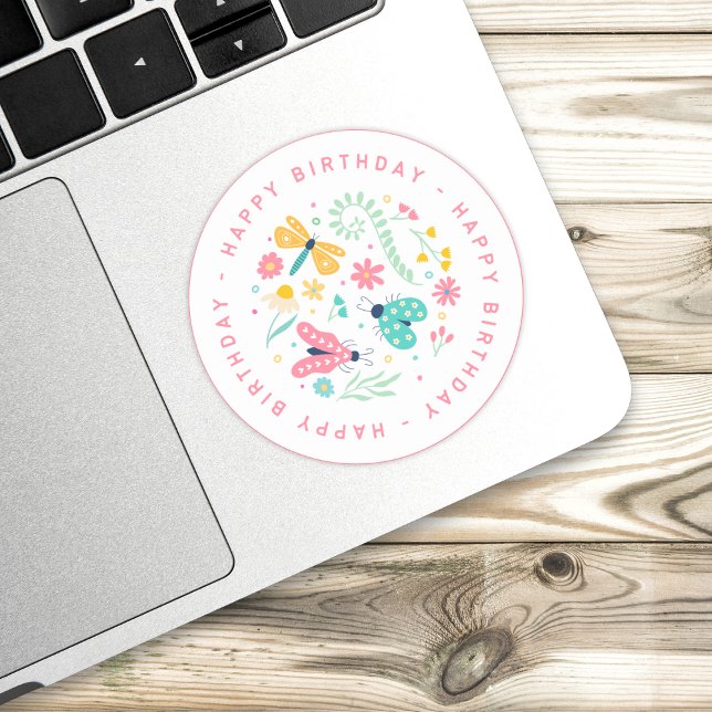 Sticker pour l'anniversaire du papillon mignon : B (Cute Butterfly Birthday Sticker: Your Party's Bloom)