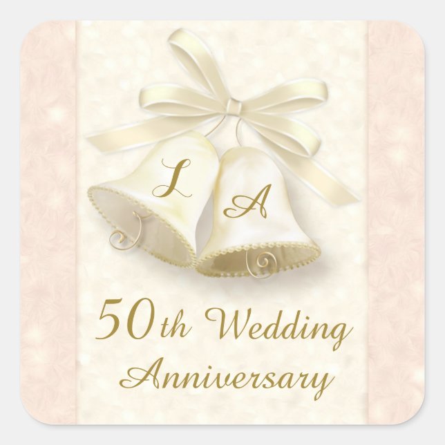 Sticker pour le Mariage Monogramme cloches Golden  (Devant)