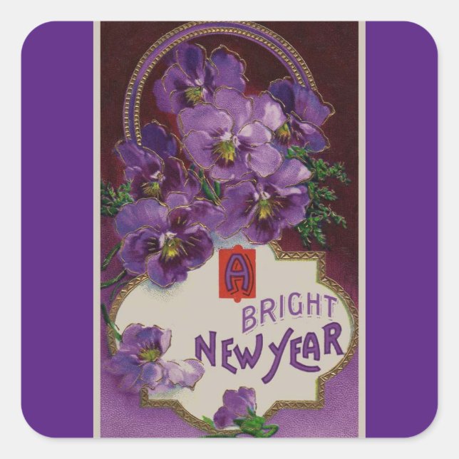 Sticker pour le Nouvel An jolie violet (Devant)