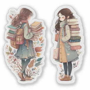 Sticker pour les filles qui aiment les livres