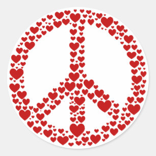 Sticker pour les signes de paix Red Hearts