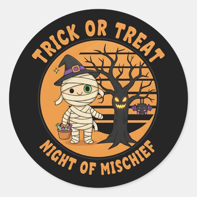 Sticker pour maman d'Halloween avec bonbon et amus (Devant)
