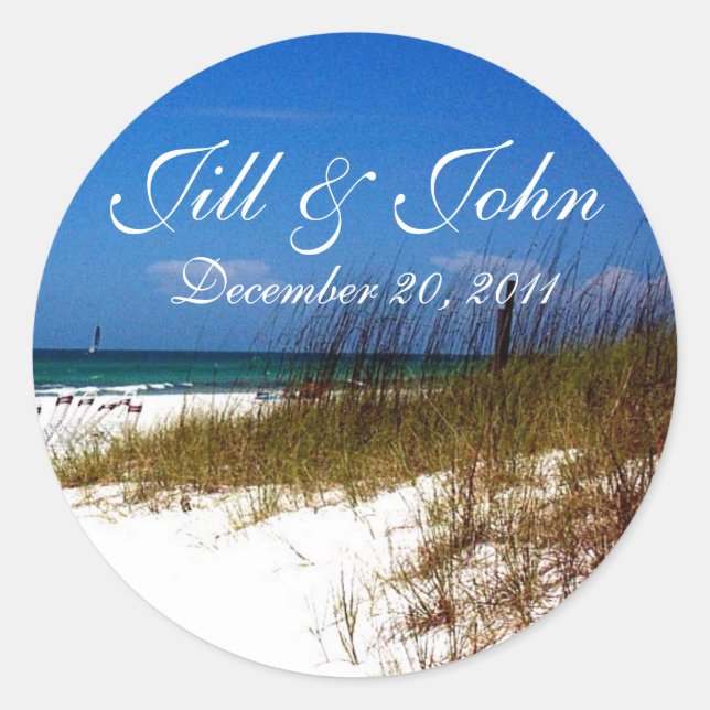 Sticker pour Mariage de date et nom de plage tropi (Devant)