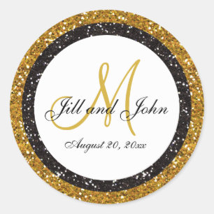 Sticker pour Mariage noir parties scintillant or M