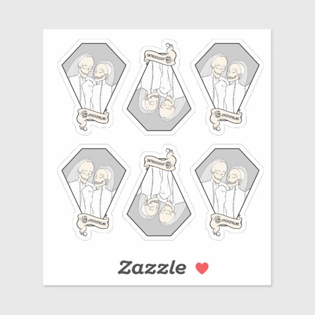 Sticker pour mariées de squelette (Feuille)