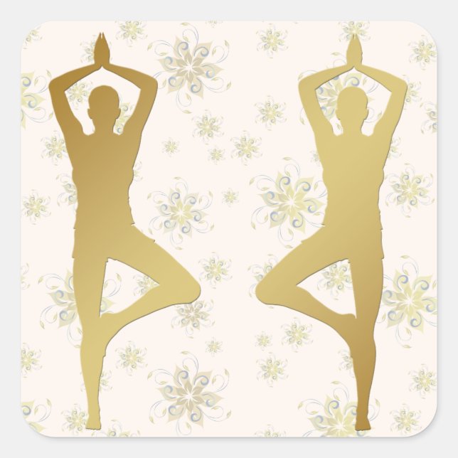 Sticker pour méditation en yoga d'or (Devant)
