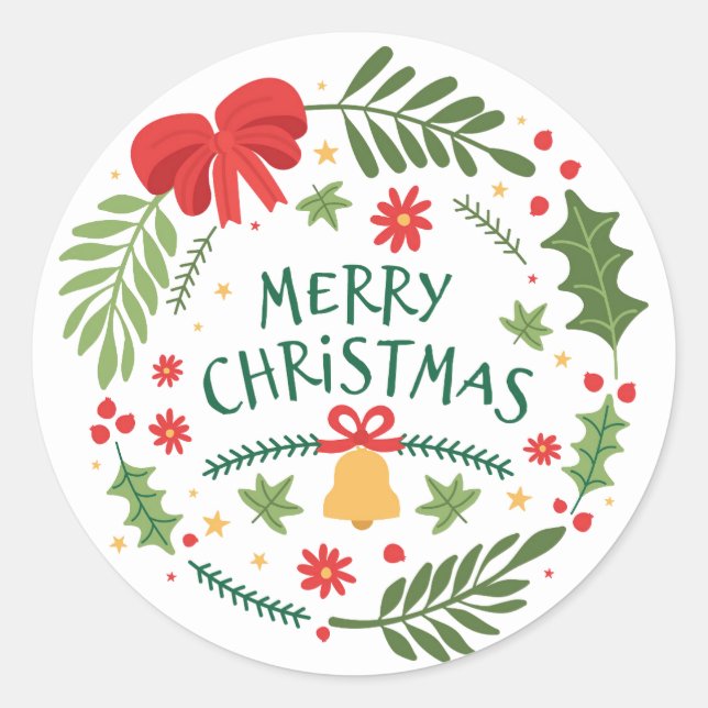 Sticker pour Noël Joyeux Holly, Bells & Berries (Devant)