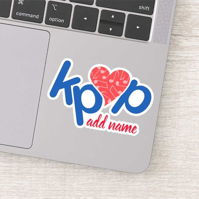 Sticker pour nom Kpop Love en rouge & bleu (Détail)