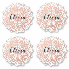 Sticker pour nom personnalisé rose Gold Mandala
