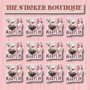 Sticker pour nouilles de mangeur Axolotl de nom pe