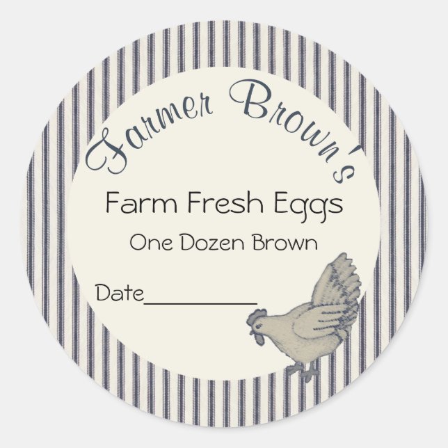 Sticker pour oeufs frais de ferme vintage (Devant)