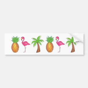 Sticker pour palmier à Flamant rose d'ananas tropi