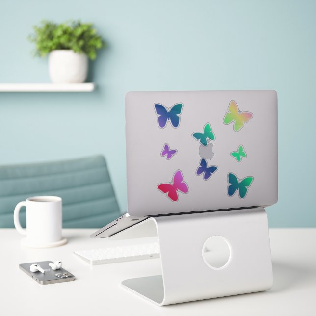 Sticker pour papillon arc-en-ciel | Mignons papill (Ordinateur portable sur le bureau)