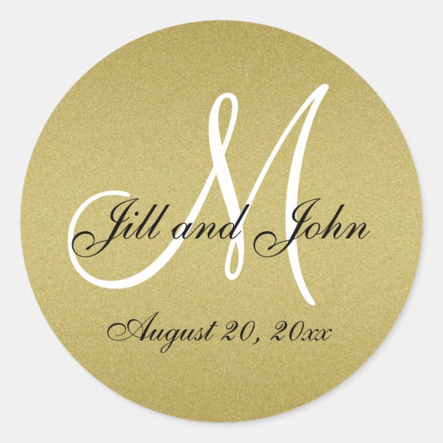 Sticker pour parties scintillant Mariage or Monogr (Devant)