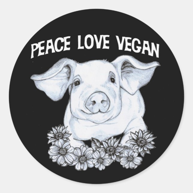 Sticker pour porc végétal Peace Love (Devant)