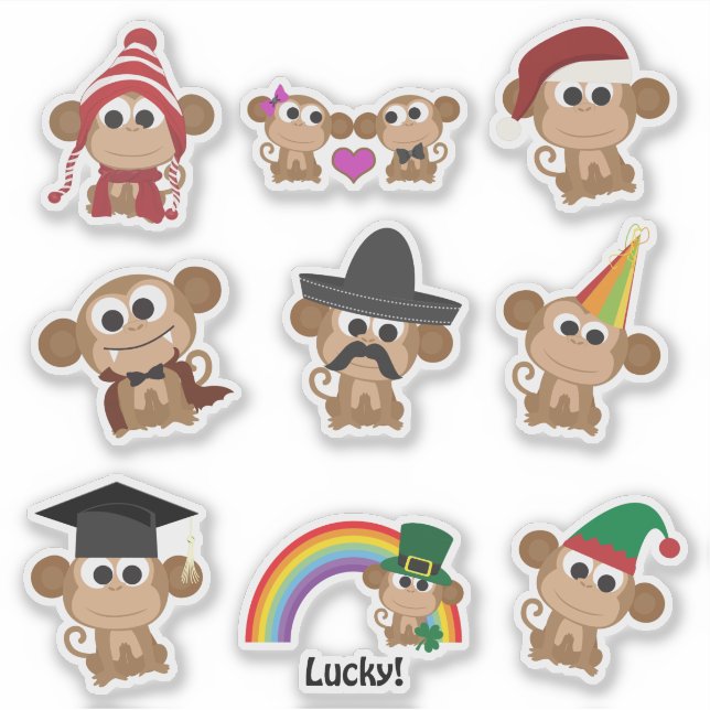 Sticker pour singes mignons (Devant)
