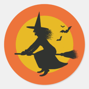 Sticker pour sorcière Halloween vintage