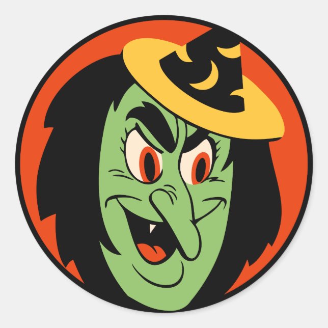 Sticker pour sorcière Halloween vintage (Devant)