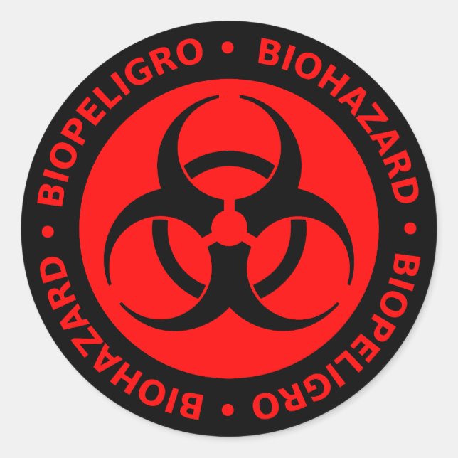 Sticker pour symbole bilingue de risque biologique (Devant)