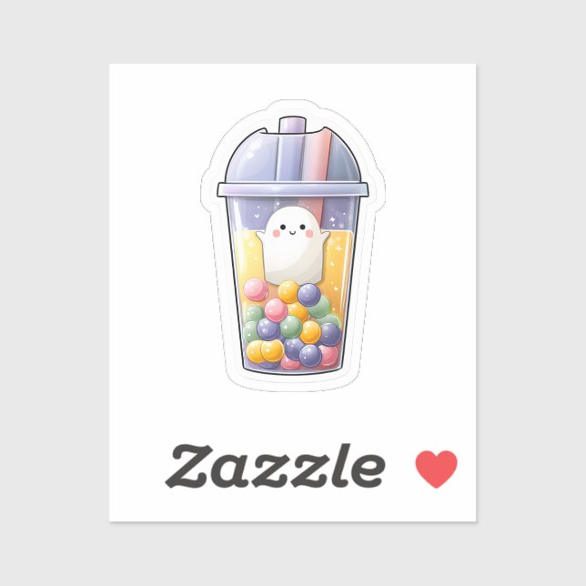 Sticker pour thé à bulle Kawaii - Sticker pour thé (Feuille)