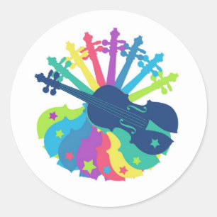 Sticker pour violon arc-en-ciel