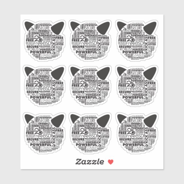 Sticker Pourquoi j'aime FreeBSD 25th Anniversary Vinyl Sti (Feuille)