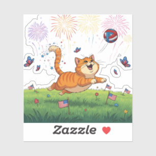 Sticker Poursuite du bonheur - 4 juillet chat