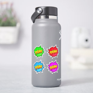 Sticker POW éclate Pop Art Jaune sur 4 couleurs sur 4" Vin
