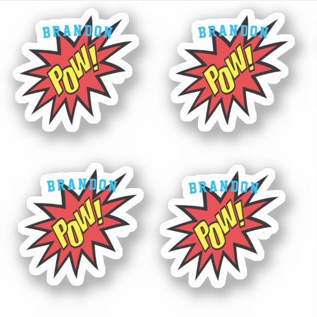 Sticker Pow super héros personnalisé (Devant)