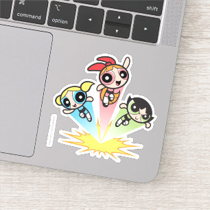 Sticker Powerpuff Girls Launch Into The Air