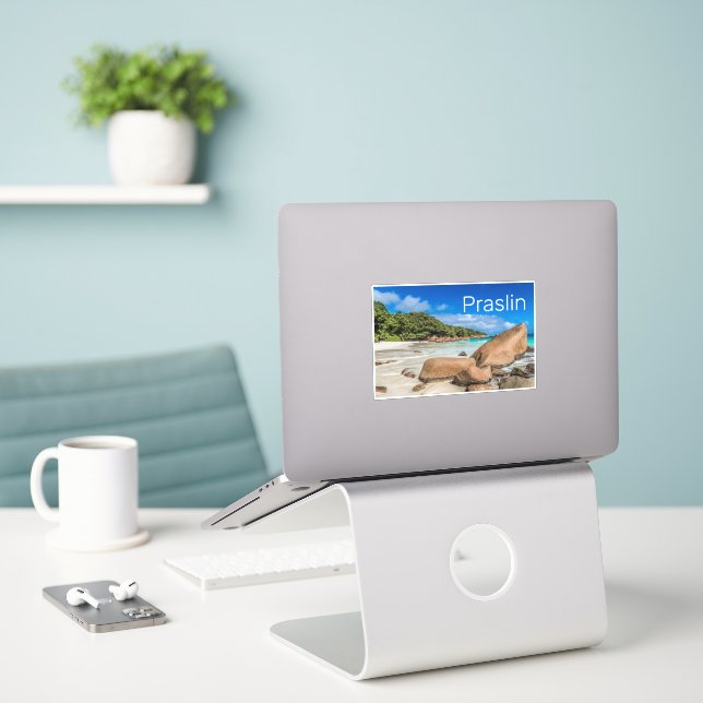 Sticker Praslin Seychelles Island Anse Lazio Beach Cadeau (Ordinateur portable sur le bureau)