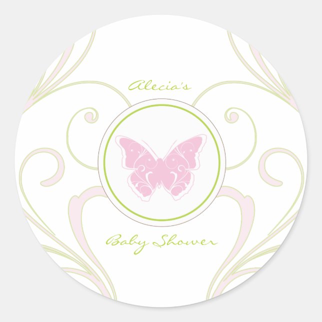 Sticker préféré Baby shower papillon rose (Devant)