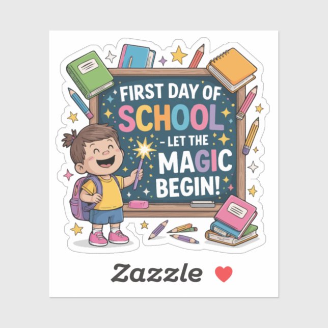 Sticker Premier jour de l'école - Laisser la magie commenc (Feuille)