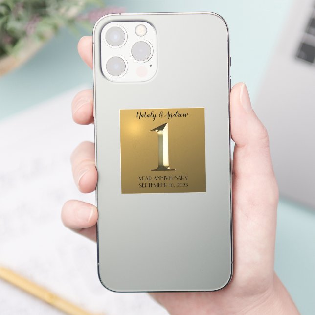 Sticker Premier mariage d'or métallique (Téléphone)