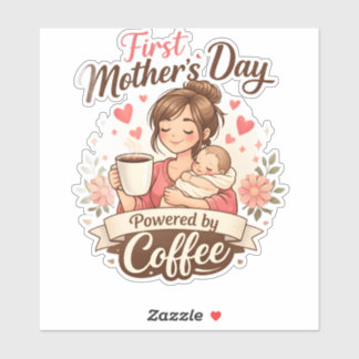 Sticker Première fête des Mères alimentée par le café – Ca